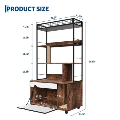 Cat Litter Box Enclosure With Storage Shelves, Hidden Litter Box Furniture With Shelves 4 Cat Litter Box Enclosure With Storage Shelves, Hidden Litter Box Furniture With Shelves - Image 2