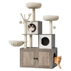 54.3-Inch Cat Tree With Litter Box Enclosure 2-in-1 Modern Cat Tower With Cat Condo 18 54.3-Inch Cat Tree With Litter Box Enclosure 2-in-1 Modern Cat Tower With Cat Condo -House Beautiful GUEST 6916999b 8692 474d 8980 4bf64043b3ee