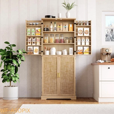72" Tall Modern Pantry Cabinet With 4 Doors, Drawer & Adjustable Shelves 7 72" Tall Modern Pantry Cabinet With 4 Doors, Drawer & Adjustable Shelves - Image 5