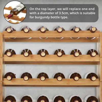 Modular Wine Rack, Bamboo Wood Wine Storage Rack, Floor Freestanding Wines Holder Display Shelf 4 Modular Wine Rack, Bamboo Wood Wine Storage Rack, Floor Freestanding Wines Holder Display Shelf - Image 2