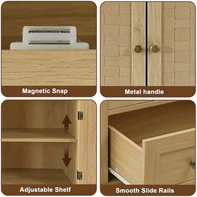 72" Kitchen Pantry Cabinet, Wood Color Kitchen Storage Cabinets With Adjustable Shelves And Doors, Versatile Storage 5 72" Kitchen Pantry Cabinet, Wood Color Kitchen Storage Cabinets With Adjustable Shelves And Doors, Versatile Storage - Image 3