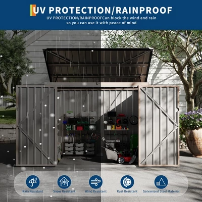 3x6 FT Metal Outdoor Storage Shed For 2 Trash Cans, Garbage Bin Storage With Chain Lid, Garden & Backyard Utility Shelter For Patio, Lawn 4 3x6 FT Metal Outdoor Storage Shed For 2 Trash Cans, Garbage Bin Storage With Chain Lid, Garden & Backyard Utility Shelter For Patio, Lawn - Image 2