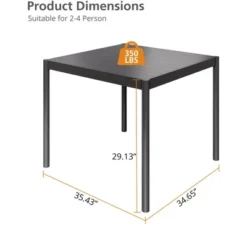 Outdoor Dining Table, Heavy-Duty Metal Patio Table With Aluminum Top And Sturdy Iron Frame For Garden, Deck, Backyard, 30.19x35.43in
