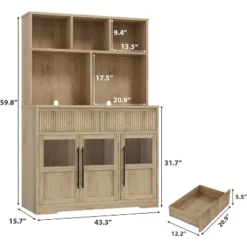 60'' Kitchen Pantry Cabinet, Tall Pantry Storage Cabinet, Farmhouse Kitchen Hutch With Storage Drawers -House Beautiful GUEST 6b338dd0 c0e7 4c16 b434 d27de0c3d58a