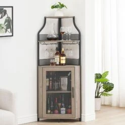 Jojoka 61'' Tall Corner Bar Cabinet With Adjustable Shelves, 5-Tier Industrial Bar Cabinet With Glass Holder, Gold 18 Jojoka 61'' Tall Corner Bar Cabinet With Adjustable Shelves, 5-Tier Industrial Bar Cabinet With Glass Holder, Gold -House Beautiful GUEST 6b6c9617 6b2d 472a 8829 808ca72d00e4