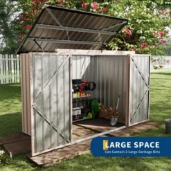 3x6 FT Metal Outdoor Storage Shed For 2 Trash Cans, Garbage Bin Storage With Chain Lid, Garden & Backyard Utility Shelter For Patio, Lawn 18 3x6 FT Metal Outdoor Storage Shed For 2 Trash Cans, Garbage Bin Storage With Chain Lid, Garden & Backyard Utility Shelter For Patio, Lawn -House Beautiful GUEST 6bcc3dcc 0efa 4069 8591 6ebca440ed9a