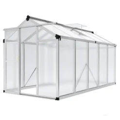 6x10 FT Large Aluminum Greenhouses With Roof Vent Walk-in Green Houses For Winter Garden Backyard Patio Lawn -House Beautiful GUEST 6bf62449 de42 4239 850f 55da9d392616