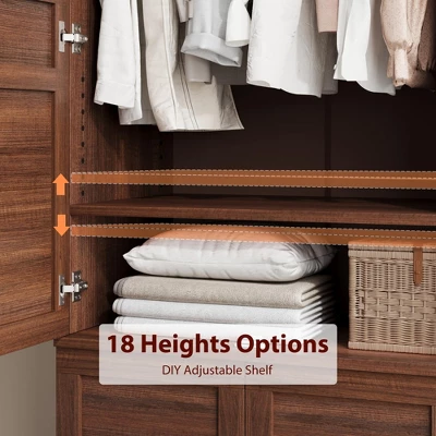 Armoire Wardrobe Closet With 4 Doors,72" Wooden Wardrobe Cabinet With Hanging Rod, Freestanding Tall Clothing Armoire Cabinet 6 Armoire Wardrobe Closet With 4 Doors,72" Wooden Wardrobe Cabinet With Hanging Rod, Freestanding Tall Clothing Armoire Cabinet - Image 4