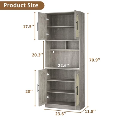 Kitchen Pantry Cabinet With RGB Light, Tall Kitchen Hutch Bar Cabinet With Microwave Stand, Farmhouse Large Wood Storage Cabinet With Barn Doors 8 Kitchen Pantry Cabinet With RGB Light, Tall Kitchen Hutch Bar Cabinet With Microwave Stand, Farmhouse Large Wood Storage Cabinet With Barn Doors - Image 6