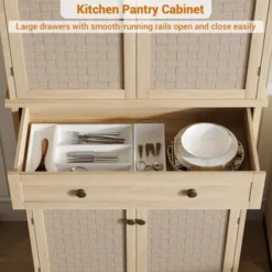 72-Inch Tall Narrow Kitchen Pantry Cabinet With 4 Doors & Drawer, Adjustable Shelves, Farmhouse Wooden Storage Cupboard, Natural Finish 16 72-Inch Tall Narrow Kitchen Pantry Cabinet With 4 Doors & Drawer, Adjustable Shelves, Farmhouse Wooden Storage Cupboard, Natural Finish -House Beautiful GUEST 6c5b83c9 8d1d 4532 bcf6 863f4a4750ec