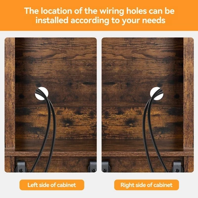 70" Farmhouse Coffee Bar Wine Cabinet With Sliding Barn Doors And Storage, Tall Kitchen Hutch With Wine & Glasses Rack 8 70" Farmhouse Coffee Bar Wine Cabinet With Sliding Barn Doors And Storage, Tall Kitchen Hutch With Wine & Glasses Rack - Image 6