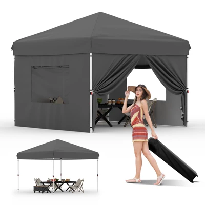 10x10FT Instant Pop-Up Canopy Tent With 4 Removable Side Walls – Commercial-Grade Outdoor Shelter System For Events, Black 13 10x10FT Instant Pop-Up Canopy Tent With 4 Removable Side Walls – Commercial-Grade Outdoor Shelter System For Events, Black - Image 11