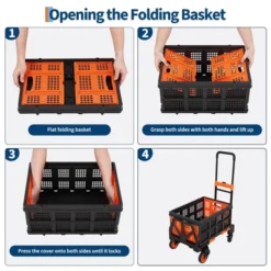 Folding Hand Truck, 2-in-1 Convertible Dolly Cart With Storage Basket, 330LB Capacity, 4 Wheels, Retractable Handle For Moving, Green -House Beautiful GUEST 6e907c96 bb2f 45f5 8661 b7194edec039