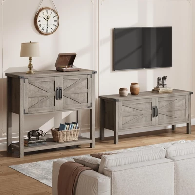 Farmhouse Entryway Table With 2-Door, Wood Console Table With Storage, Coffee Bar Cabinet, Sofa Tables Buffet Sideboard For Kitchen 7 Farmhouse Entryway Table With 2-Door, Wood Console Table With Storage, Coffee Bar Cabinet, Sofa Tables Buffet Sideboard For Kitchen - Image 5