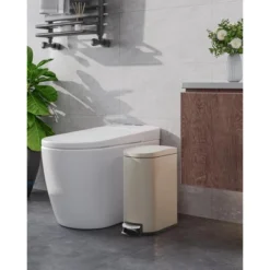Metal Step Trash Can, Slim Bathroom Garbage Bin With Soft Close Lid & Inner Bucket, Leak-Proof Small Trash Can For Bathroom, Bedroom, Office