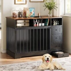 48'' Dog Crate Furniture, Farmhouse Dog Kennel Furniture With Dog Bowl & Storage Drawers 19 48'' Dog Crate Furniture, Farmhouse Dog Kennel Furniture With Dog Bowl & Storage Drawers -House Beautiful GUEST 6f515178 fd2a 400b be20 f2846e23028e