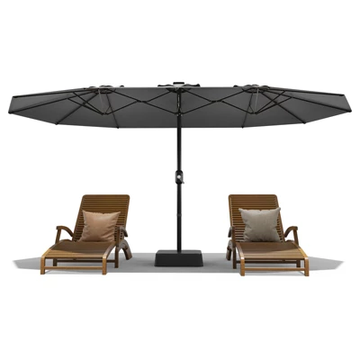 15 FT Double-Sided Rectangle Patio Market Umbrella With Base, Heavy Duty Waterproof And Windproof Umbrella, For Poolside, Lawn & Backyard 12 15 FT Double-Sided Rectangle Patio Market Umbrella With Base, Heavy Duty Waterproof And Windproof Umbrella, For Poolside, Lawn & Backyard - Image 10