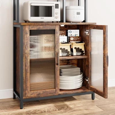 Bakers Rack With Cabinet 5 Tier Microwave Stand 63.78" Standing Bakers Rack With Door 7 Bakers Rack With Cabinet 5 Tier Microwave Stand 63.78" Standing Bakers Rack With Door - Image 5