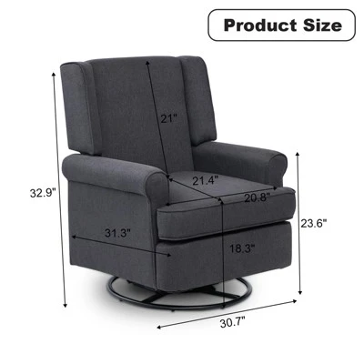Recliner Swivel Chair, High-Density Sponge + Cotton And Linen Material, Small Swivel Rocker Recliner 3 Recliner Swivel Chair, High-Density Sponge + Cotton And Linen Material, Small Swivel Rocker Recliner
