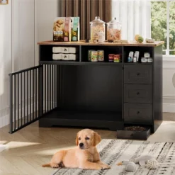 48'' Dog Crate Furniture, Farmhouse Dog Kennel Furniture With Dog Bowl & Storage Drawers 13 48'' Dog Crate Furniture, Farmhouse Dog Kennel Furniture With Dog Bowl & Storage Drawers -House Beautiful GUEST 71e723a4 d3fc 458b b936 ac5a30f08738