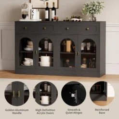 55.1" Sideboard Buffet Cabinet With Storage,Buffet Table With 2 Drawers And 4 Acrylic Doors -House Beautiful GUEST 722ece09 9dc2 427e 86cd 586c39c525cb