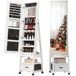 360° Swivel Jewelry Armoire, Floor Standing Full Length Mirror With Rear Storage Shelves, Lockable Jewelry Cabinet With Bottom Drawer And Wheels 19 360° Swivel Jewelry Armoire, Floor Standing Full Length Mirror With Rear Storage Shelves, Lockable Jewelry Cabinet With Bottom Drawer And Wheels -House Beautiful GUEST 72411c42 2bb1 410d a4fb c855bbba5dfa