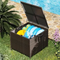 80Gallon Capacity Brown Outdoor Wicker Storage Box, Garden Deck Bin With Steel Frame, Rattan Storage Box With Lid, Ideal For Storing Tools,Accessories 14 80Gallon Capacity Brown Outdoor Wicker Storage Box, Garden Deck Bin With Steel Frame, Rattan Storage Box With Lid, Ideal For Storing Tools,Accessories -House Beautiful GUEST 72d65967 9197 419b 93bf 5043822f8e90