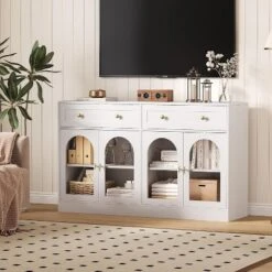 55.1" Sideboard Buffet Cabinet With Storage,Buffet Table With 2 Drawers And 4 Acrylic Doors -House Beautiful GUEST 72f4f6b6 a455 4b74 971c cc34815b8643