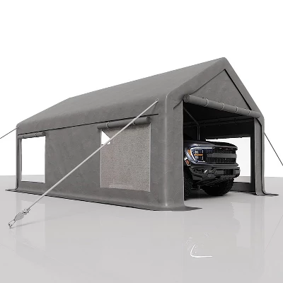 12 X 20FT Heavy Duty Carport With Roll-Up Windows, Portable Garage With Removable Sidewalls & Doors 10 12 X 20FT Heavy Duty Carport With Roll-Up Windows, Portable Garage With Removable Sidewalls & Doors - Image 8