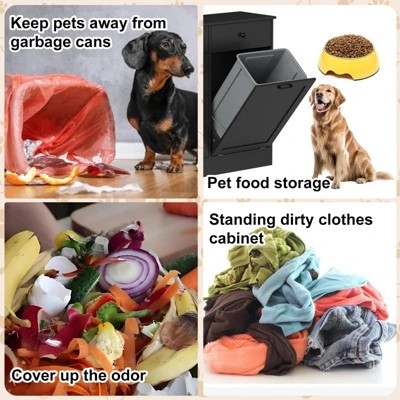 Double Tilt Out Trash Can Cabinet With Deodorising Function, 20 Gallons Freestanding Dog-Proof Garbage Can Cabinet With Hidden Drawers 8 Double Tilt Out Trash Can Cabinet With Deodorising Function, 20 Gallons Freestanding Dog-Proof Garbage Can Cabinet With Hidden Drawers - Image 6