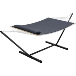 Jojoka Curved-Bar 2 Person Hammock With Stand,Detachable Pillow,Portable Carrying Bag For Outdoor