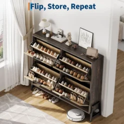 Shoe Cabinet Storage For Entryway, Narrow Shoe Organizers With 4 Flip Drawers, Freestanding With Metal Legs, Large Shoe Rack With Adjustable Shelves 14 Shoe Cabinet Storage For Entryway, Narrow Shoe Organizers With 4 Flip Drawers, Freestanding With Metal Legs, Large Shoe Rack With Adjustable Shelves -House Beautiful GUEST 7446bc62 cb78 46fb 9443 16095ad2f280