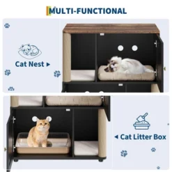 Double Layer Cat Litter Box Enclosure For 2 Cats, Hidden Litter Box Furniture With Cat Scratching Post And Board, 2 Story Wooden Cats Washroom Or Bed -House Beautiful GUEST 7545c1bd 3763 45b8 85be 9a8d07129448