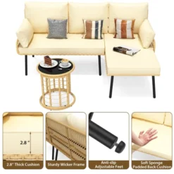 3-Piece L-Shaped Patio Furniture Set, All-Weather Outdoor Sectional Sofa With Cushions & Glass Coffee Table 13 3-Piece L-Shaped Patio Furniture Set, All-Weather Outdoor Sectional Sofa With Cushions & Glass Coffee Table -House Beautiful GUEST 7557d5d3 c326 4d05 b928 3f08028b12ea