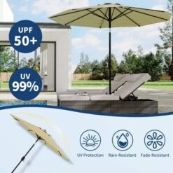 9Ft UV Resistant Patio Umbrella, 8 Sturdy Ribs Outdoor Table Umbrella With Easy Push Button Tilt, Market Umbrella For Pool, Yard & Garden 17 9Ft UV Resistant Patio Umbrella, 8 Sturdy Ribs Outdoor Table Umbrella With Easy Push Button Tilt, Market Umbrella For Pool, Yard & Garden -House Beautiful GUEST 75fbf688 ee2d 467a 9901 5066fc530b54
