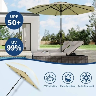 9Ft UV Resistant Patio Umbrella, 8 Sturdy Ribs Outdoor Table Umbrella With Easy Push Button Tilt, Market Umbrella For Pool, Yard & Garden 5 9Ft UV Resistant Patio Umbrella, 8 Sturdy Ribs Outdoor Table Umbrella With Easy Push Button Tilt, Market Umbrella For Pool, Yard & Garden - Image 3