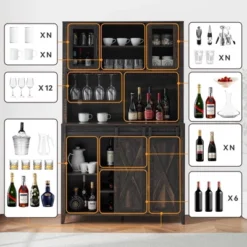 Farmhouse Coffee Bar Cabinet, Sliding Barn Doors Wine Bar Cabinet With Storage Shelves -House Beautiful GUEST 76cf2776 4a49 4706 97d1 20c43982018d