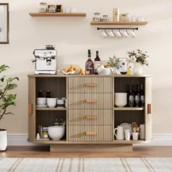 Modern Fluted Sideboard Buffet Cabinet With Storage, Wood Modern 47" Kitchen Storage Cabinet Buffet Table Coffee Bar With Doors 13 Modern Fluted Sideboard Buffet Cabinet With Storage, Wood Modern 47" Kitchen Storage Cabinet Buffet Table Coffee Bar With Doors -House Beautiful GUEST 77025c82 b074 41a9 8d36 1ff8d2161811