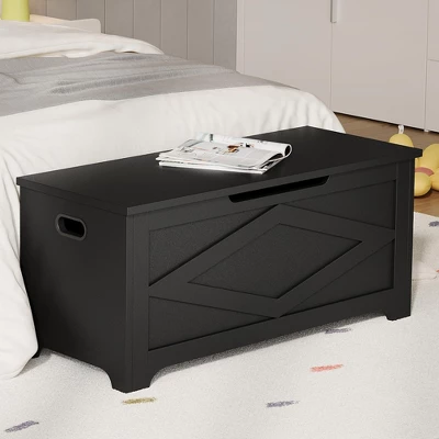 Jojoka 39.4" Storage Chest, Wooden Storage Bench With Safety Hinges, Easy Assembly, Large Toy Chest For Entryway 5 Jojoka 39.4" Storage Chest, Wooden Storage Bench With Safety Hinges, Easy Assembly, Large Toy Chest For Entryway - Image 3