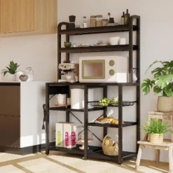 6-Tier Retro Bakers Rack With Power Outlet - Large Freestanding Kitchen Microwave Stand, Open Storage Shelves & Wire Basket, Utility Storage Shelf 17 6-Tier Retro Bakers Rack With Power Outlet - Large Freestanding Kitchen Microwave Stand, Open Storage Shelves & Wire Basket, Utility Storage Shelf -House Beautiful GUEST 77b13bc6 b3a9 4ee8 a882 1a1ccaf8c213