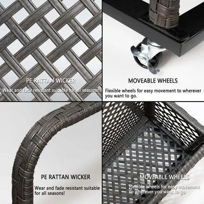 Outdoor Wicker Pool Float Storage, Rolling PE Rattan Caddy With Wheels, Poolside Organizer For Cushions, Noodles, Life Vests And Toys 8 Outdoor Wicker Pool Float Storage, Rolling PE Rattan Caddy With Wheels, Poolside Organizer For Cushions, Noodles, Life Vests And Toys - Image 6