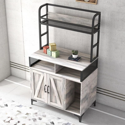 Cat Litter Box Enclosure With Shelves – Hidden Wooden Pet House Storage Cabinet With Open Compartment & Top Shelf, 31.5"L X 17.7"W X 54.7"H, Grey 7 Cat Litter Box Enclosure With Shelves – Hidden Wooden Pet House Storage Cabinet With Open Compartment & Top Shelf, 31.5"L X 17.7"W X 54.7"H, Grey - Image 5