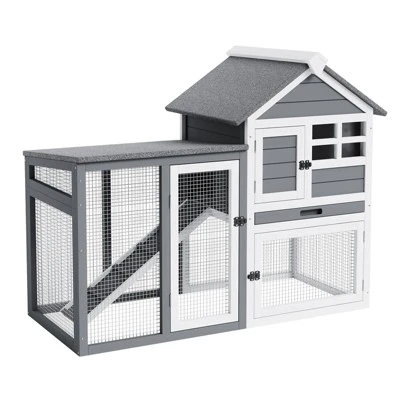 Jojoka Pet Large Rabbit Hutch, Wooden Bunny Cage With Pull-Out Tray, Ramp, Lockable Doors, Outdoor Indoor Small Animal Coop 9 Jojoka Pet Large Rabbit Hutch, Wooden Bunny Cage With Pull-Out Tray, Ramp, Lockable Doors, Outdoor Indoor Small Animal Coop - Image 7