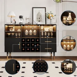 Jojoka 47 Inch Wine Bar Cabinet With Storage, Led Lights & Charging Station, Wood Coffee Bar Station -House Beautiful GUEST 784f731d 4197 4aec ab3d c63f84da0908