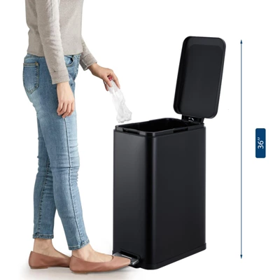 13 Gallon Kitchen Trash Can, Stainless Steel, Step On Pedal, Soft Close Lid, Fingerprint Proof, Brushed Finish, Silver 3 13 Gallon Kitchen Trash Can, Stainless Steel, Step On Pedal, Soft Close Lid, Fingerprint Proof, Brushed Finish, Silver