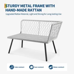 4 Piece Patio Sofa Set With Loveseat, Two Wicker Chairs And Glass Coffee Table, Outdoor Furniture Set For Balcony And Garden 12 4 Piece Patio Sofa Set With Loveseat, Two Wicker Chairs And Glass Coffee Table, Outdoor Furniture Set For Balcony And Garden -House Beautiful GUEST 78edc3f5 d06f 4543 95ce a3c9344db997