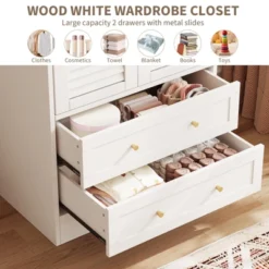 Wooden Armoire Wardrobe Closet - 2 Doors & 2 Drawers, Freestanding Bedroom Storage Cabinet With Shelves 17 Wooden Armoire Wardrobe Closet - 2 Doors & 2 Drawers, Freestanding Bedroom Storage Cabinet With Shelves -House Beautiful GUEST 791ca69f 17bb 43dd 827d 8be31a80cdab