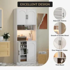 71" Pantry Cabinet, Kitchen Storage Cupboard With Microwave Stand & Anti-Tip Device, Modern Farmhouse Hutch For Dining Room, Bathroom, Living Room 13 71" Pantry Cabinet, Kitchen Storage Cupboard With Microwave Stand & Anti-Tip Device, Modern Farmhouse Hutch For Dining Room, Bathroom, Living Room -House Beautiful GUEST 79918c52 d6ef 4acc baab 132a74d67c0a