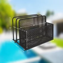 Pool Storage Bin, Rolling Poolside Float Storage With Towel Rack And Wheels, PE Rattan Mesh Organizer 12 Pool Storage Bin, Rolling Poolside Float Storage With Towel Rack And Wheels, PE Rattan Mesh Organizer -House Beautiful GUEST 79ea3cd7 8f5f 4166 8895 53a769d61428