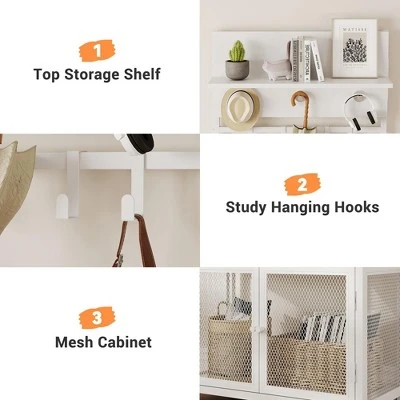 Coat Rack Shoe Storage 72.8in White Hall Tree With Doors Narrow Coat Tree Shoe Shelf Organizer 5 Coat Rack Shoe Storage 72.8in White Hall Tree With Doors Narrow Coat Tree Shoe Shelf Organizer - Image 3